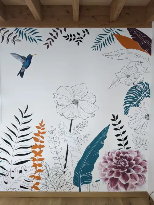 Mag et Merveilles - fresque murale florale sur mesure par votre artisan peintre à Coueron proche Nantes alternative au papier peint