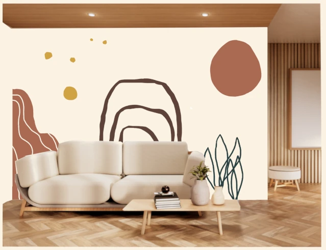 Magetmerveilles peinture fresque decorative colorée terra cotta originale à Nantes ambiance boheme tendance boho abstract minimalist